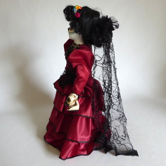 OOAK 16” GOTHIC DAY OF THE DEAD MUSIC BOX SPIDER DOLL PROP ODDITY - Picture 7 of 16